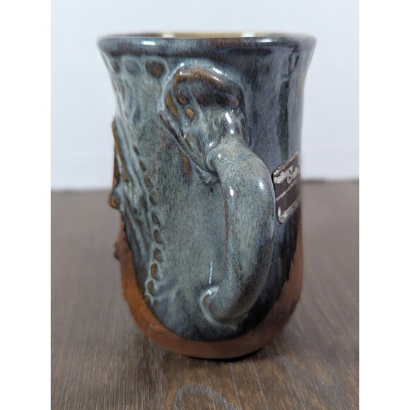 VTG Pottery Craft Face Mug Handcrafted Stoneware 70s 80s Whimsical Earth Tones - Picture 4 of 8